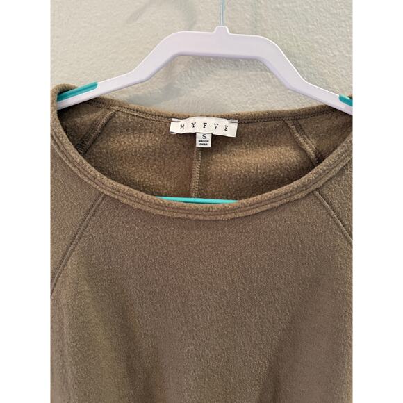 HYFVE Women's Brown Cropped Side Ties Elastic Waist Sweatshirt Pullover Size S - Picture 2 of 5